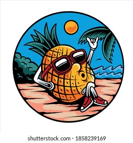 pineaple beach vector character design