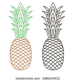 Pineaple, the cartoon illustration, the grid for kid maze