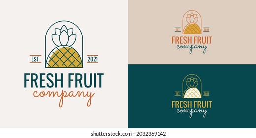 Pineaple Fresh fruit compnay logo template design. Vector Eps 10