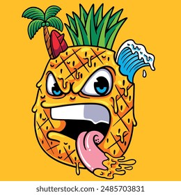 Pineaple juice summer beach holiday vector