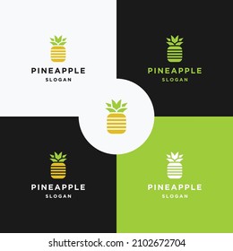 Pineaple logo icon flat design template 