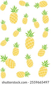 Pineaple pattern on white background textile fabric