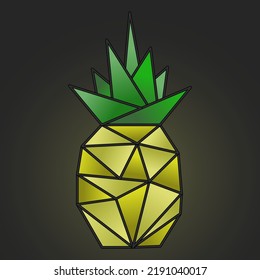 Pineapple abstract. Fruit. Glowing illustration. Low poly. Vector