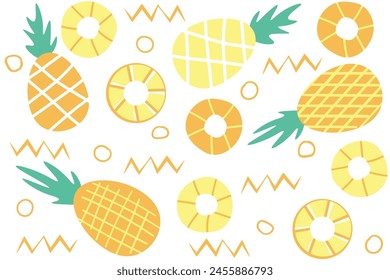 Pineapple abstract seamless pattern. Fresh fruit wall art background vector. Tropical fruit pattern of pineapple. Spring and summer season design for home decor, interior, wallpaper, fabric.