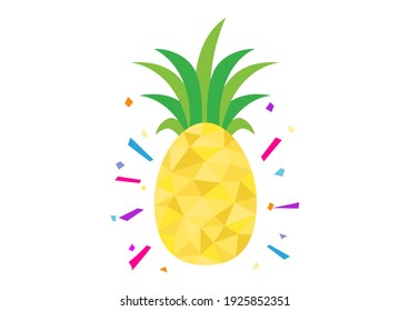 Pineapple abstract style in on white background. Tropical fruits for healthy. yellow flesh. Vector illustration.