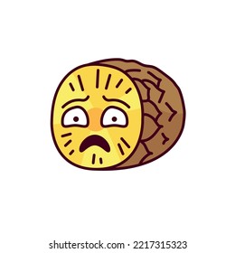 La piña es un icono de la línea de color con miedo. Mascota de las emociones. Pictograma para página web, aplicación móvil, promoción.