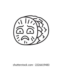 La piña es un icono de la línea de color con miedo. Mascota de las emociones. Pictograma para página web, aplicación móvil, promoción.