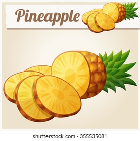 Pineapple (Ananas). Cartoon vector icon. Series of food and drink and ingredients for cooking.