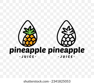 Pineapple, ananas, pineapple juice, pineapple in a drop, graphic design. Fruit, pine, drink, food and beverage, juicy and drinking, vector design and illustration