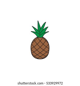 Pineapple & ananas solid line icon, healthy fruit, vector graphics, a filled pattern on a white background, eps 10.