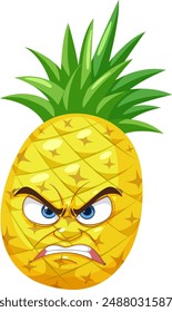 A pineapple with an angry expression