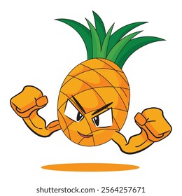 pineapple angry mascot vector cartoon illustration