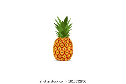 Pineapple Art Vector illustration on White Background. Pineapple concept. Copy Space.