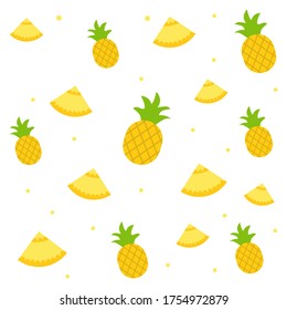 Pineapple background on white background