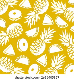 Pineapple background, pattern set. Collection icon pineapple. Vector