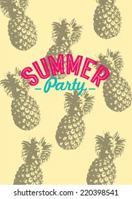 pineapple background/summer party template vector/illustration