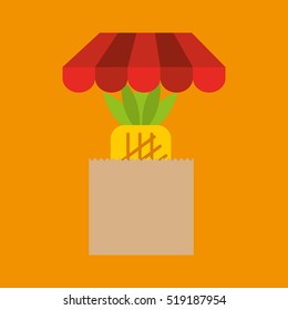 pineapple bag filled fruit offer design vector illustration eps 10