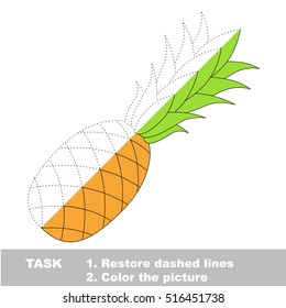 Pineapple to be colored, educate preschool with easy educational gaming and primary education of simple game level, the half tracing game for kids.