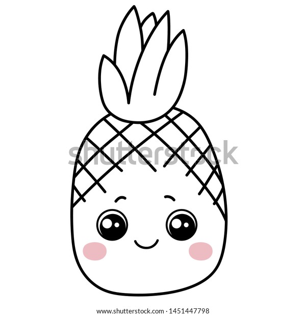 Pineapple Big Cute Eyes Pink Cheeks Stock Vector (Royalty Free ...