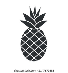 Pineapple black icon isolated on white. Pineapple outline tropical fruit vector illustration.