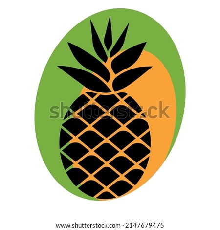 Pineapple black icon isolated on white. Pineapple outline tropical fruit vector illustration.