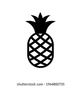 Pineapple black icon. Vector isolated on white.