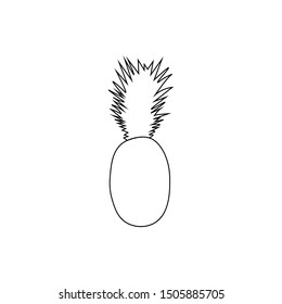 Pineapple. Black outline on white. Background can be used in greeting cards, posters, flyers, banners, further design etc. Vector illustration. EPS10