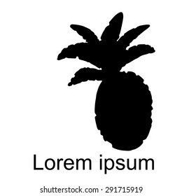 Pineapple black silhouette, hand drawn sketch icon isolated on white background, art logo design