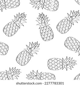 pineapple black and white background, vector illustration