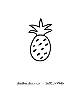 Pineapple black and white line icon. Tropic fruit vector logo