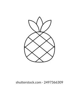 Pineapple black and white outline , vector clip art, summer and food, ananas vector