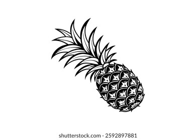 pineapple black and white silhouette isolated icon logo design.