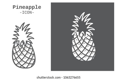 pineapple  black white simple icon logo vector