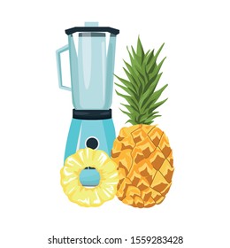 pineapple and blender icon over white background, vector illustration