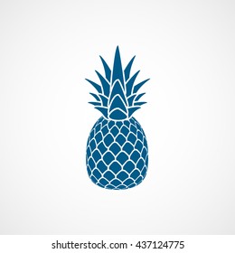 Pineapple Blue Flat Icon On White Background
