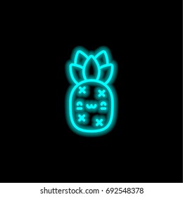 Pineapple blue glowing neon ui ux icon. Glowing sign logo vector