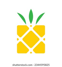 pineapple box puzzle logo design illustration.