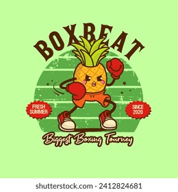 Pineapple Boxing Mascot Logo Vintage and Retro