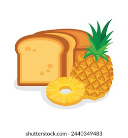 Pineapple Bread icon vector isolated on a white background. Sweet delicious bread with fresh pineapple vector illustration. Pineapple Bread loaf graphic design element