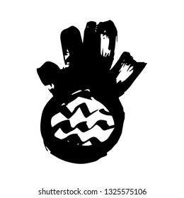 Pineapple brush draw on white background vector illustration hand draw desing 