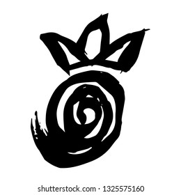 Pineapple brush draw on white background vector illustration hand draw desing 