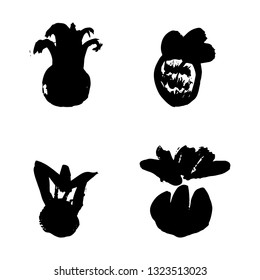 Pineapple brush draw set on white background vector illustration hand draw desing 