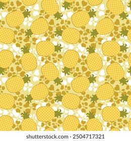Pineapple and cactus pattern background design for background, wallpaper, carpet, wrapping, fabric, textile fashion wearing.