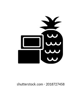Pineapple cake glyph icon. Taiwan cuisine. Sweet traditional bakery product. Black filled symbol. Isolated vector stock illustration