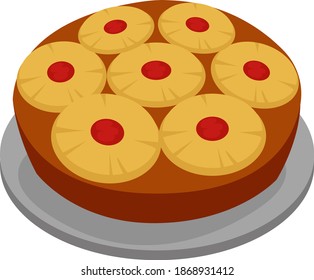 Pastel de piña, ilustración, vector sobre fondo blanco.