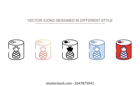 Pineapple Can icon design with white background stock illustration