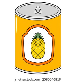 pineapple can illustration hand drawn isolated vector