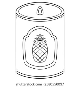 pineapple can illustration hand drawn outline vector