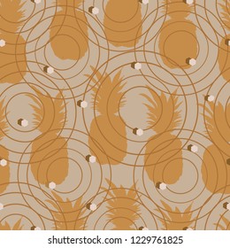 Pineapple Caramel-Fruit Delight. Seamless Repeat Pattern Background in Golden Brown .