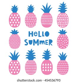 Pineapple card design. Vector illustration.